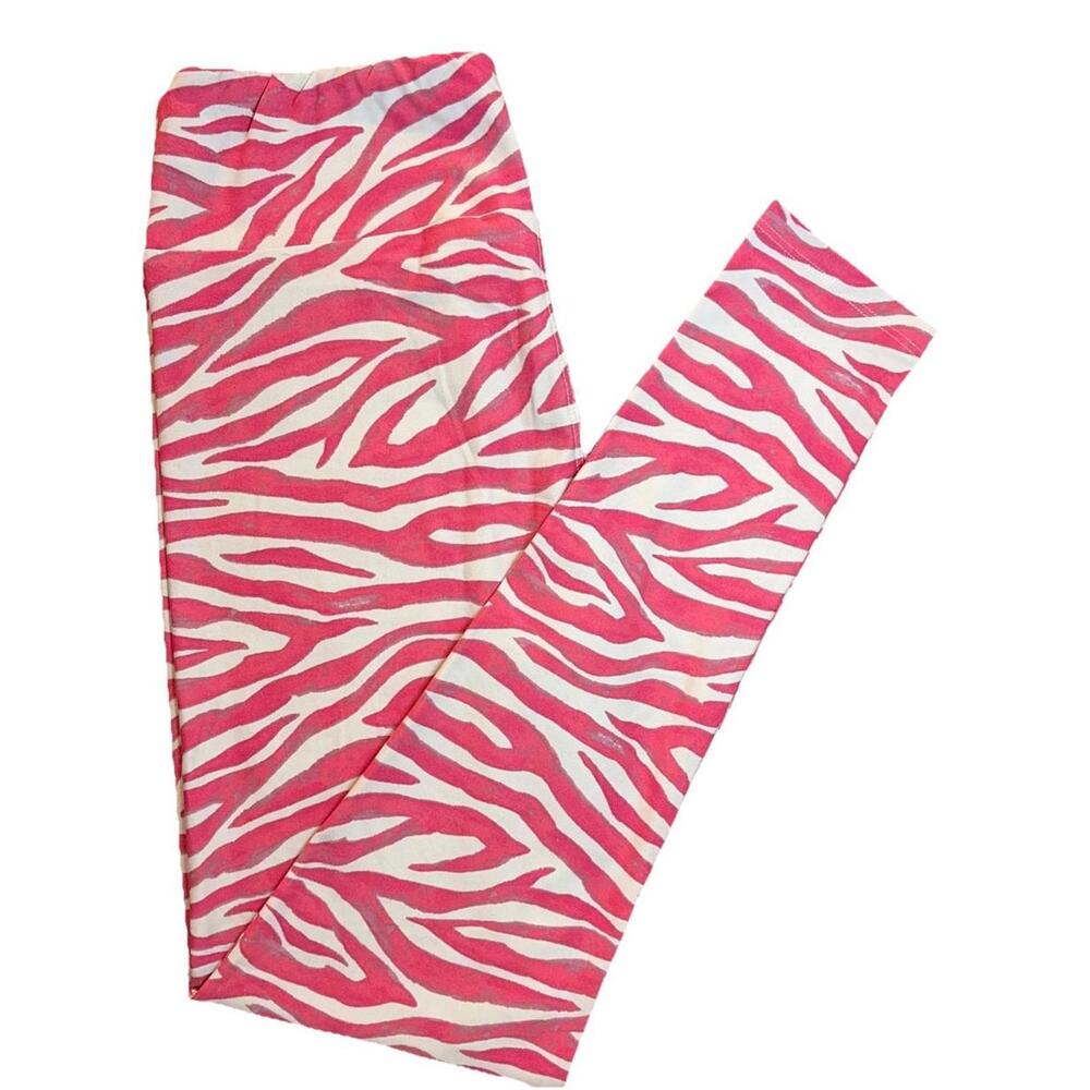 New LuLaRoe Breast Cancer Animal Print Leggings Pink Zebra Tiger Stripe OS 2-10
